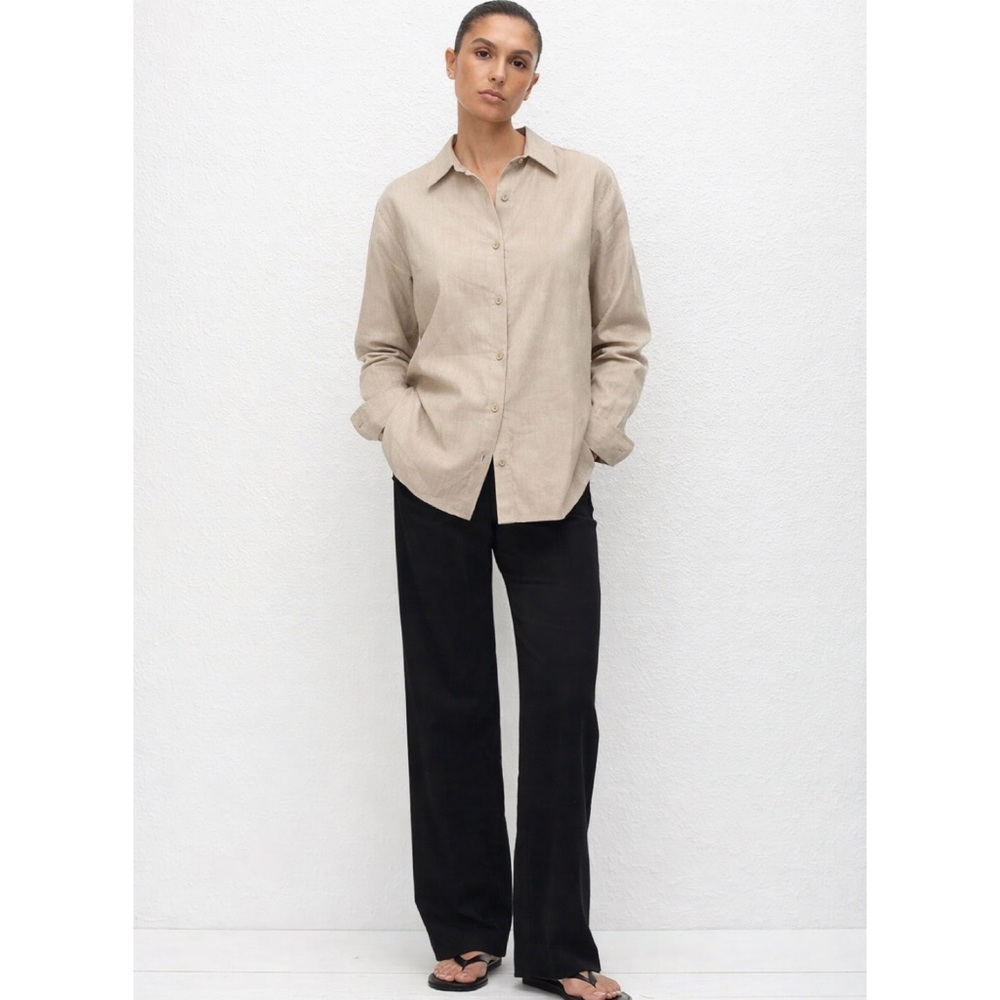 Matteau Linen Blend Relaxed Button Down Shirt Natural Matteau Size 2 / US 4